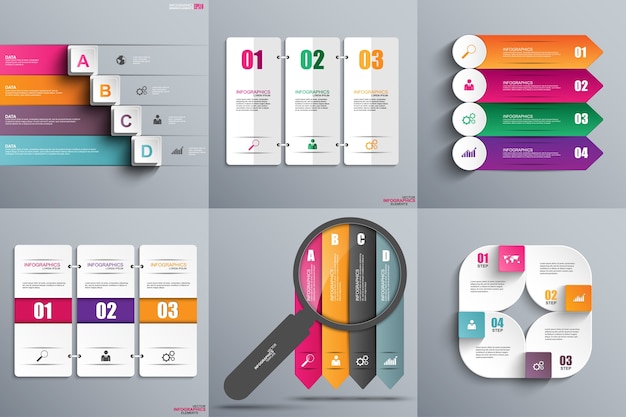 Vetor visualização de dados de elementos infográficos de papel de coleta