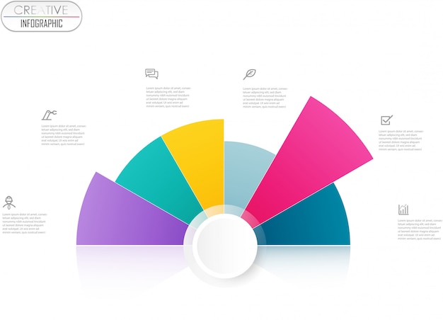 Visualização de dados de negócios colorido timeline infographic modelo vector illustration