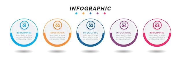 Visualização de dados de negócios gráfico de processo elementos abstratos do diagrama gráfico com opções de etapas