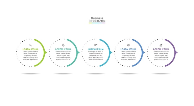 Visualização de dados de negócios. ícones de infográfico de linha do tempo projetados para modelo de plano de fundo abstrato