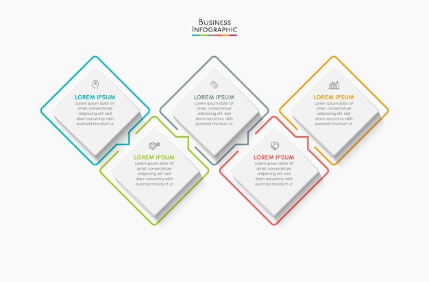 Visualização de dados de negócios. ícones de infográfico de linha do tempo projetados para modelo de plano de fundo abstrato