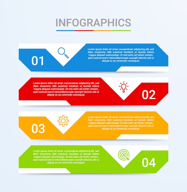 Visualização de dados de negócios, modelo de infográfico com etapas