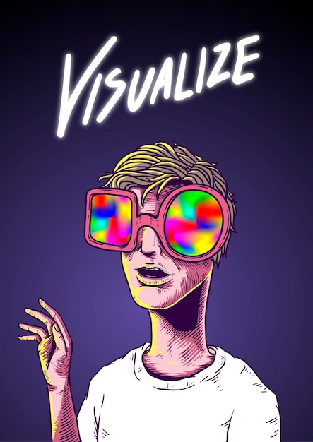 Vetor visualize o conceito do desenho da ilustração da palavra