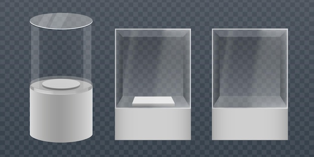 Vitrine de vidro vazio em forma de cubo Cubo de vidro transparente vazio