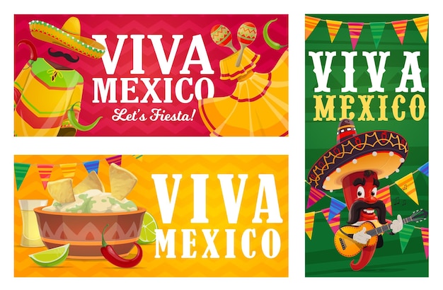 Viva México bandeira sombrero de pimenta comida mexicana