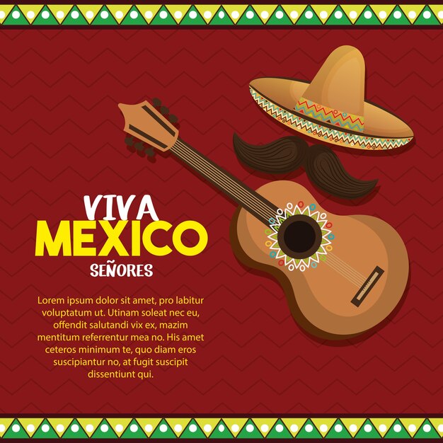 Vetor viva méxico cartaz celebração ilustração vetorial design