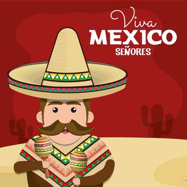 Viva méxico cartaz ícone vector ilustração design