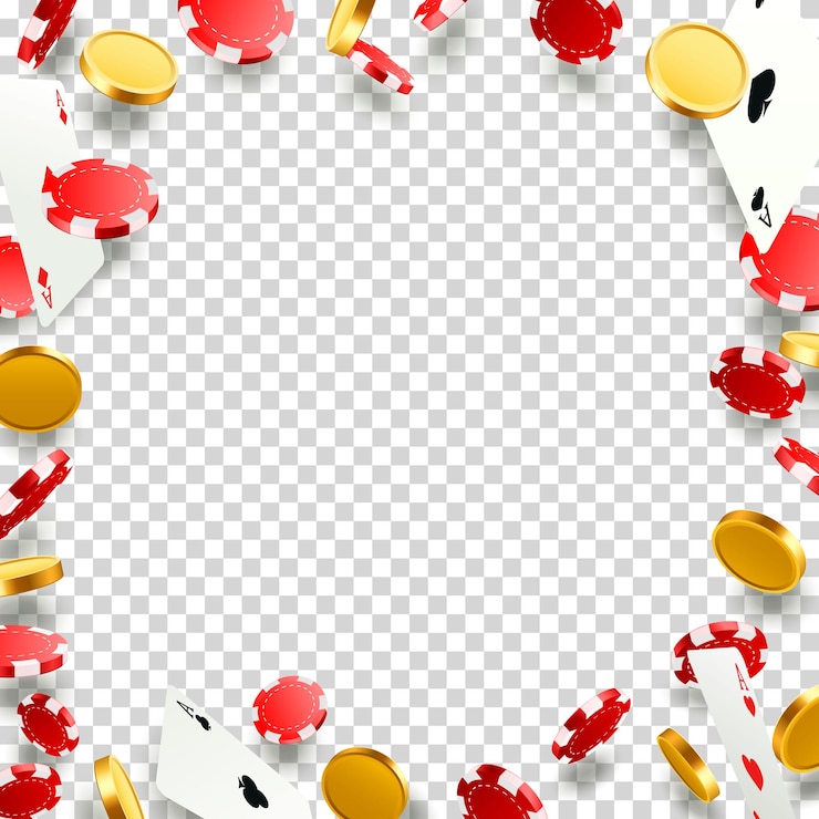 Vetor voando cartas de pôquer caindo com fichas e moedas jogando objetos de cassino no fundo transparente. ilustração vetorial