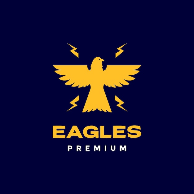 Voando liberdade pássaro águia trovão forma moderna vetor de design de logotipo simples