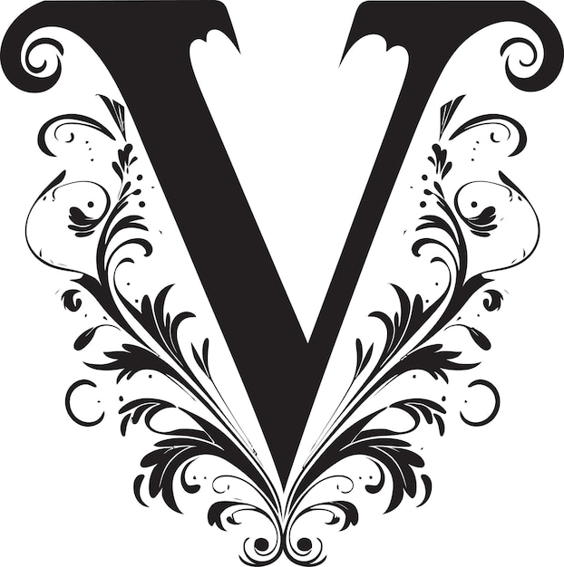 Vetor vogue padrões estilosa font v vector arte valiante florescente letra em negrito v decor vector