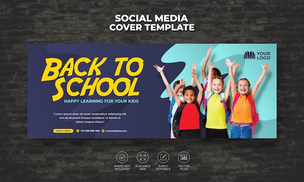 Volta à escola entrada em mídia social banner da web para capa do facebook cronograma de design de modelo de banner