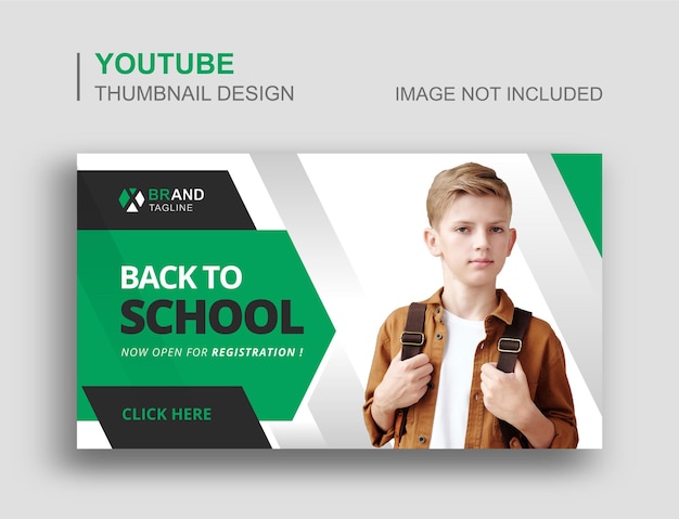 Volta às aulas em miniatura do youtube e design de banner na web