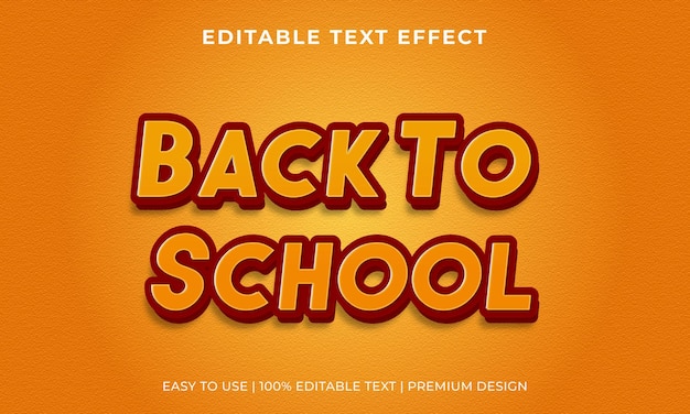 Volta às aulas vetoriais premium com efeito de texto editável