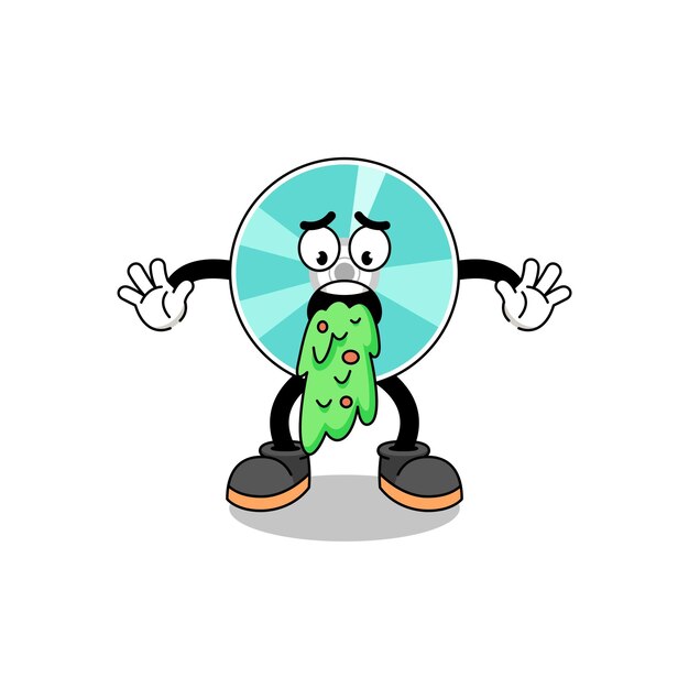 Vômito dos desenhos animados da mascote do disco óptico