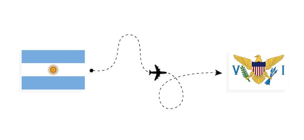 Voo e viagem da argentina para as ilhas virgens dos estados unidos por avião de passageiros conceito de viagem