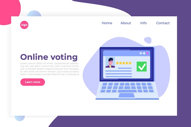 Vetor votação online, votação eletrônica, modelo de sistema de internet eleitoral.