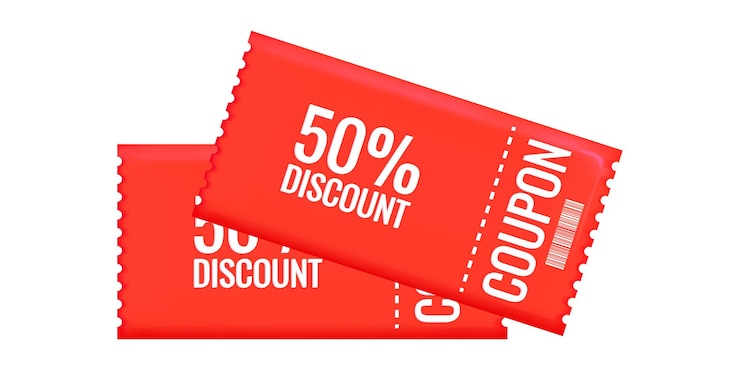 Vetor voucher de desconto em venda de estilo 3d