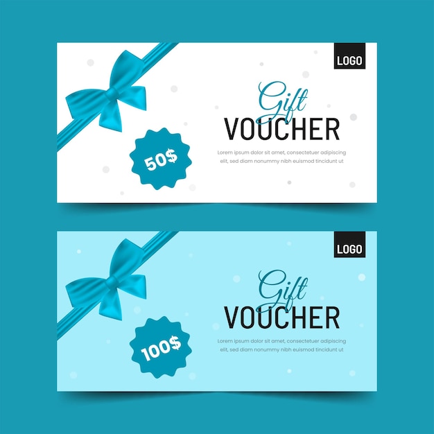 Voucher de presente com fitas de laço Modelo de cupom de presente