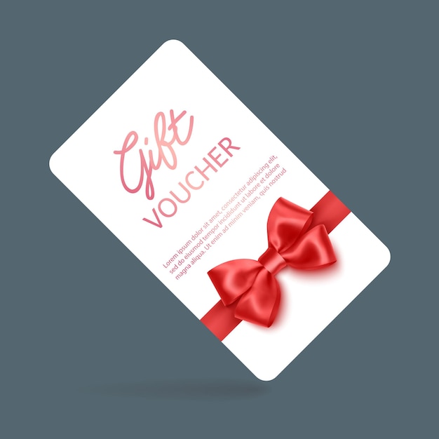 Voucher de presente elegante com laço vermelho