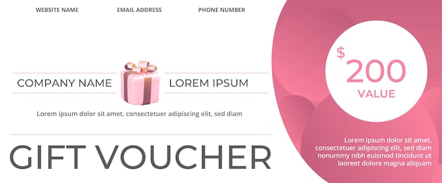 Voucher de presente rosa com vetor de presente 3d