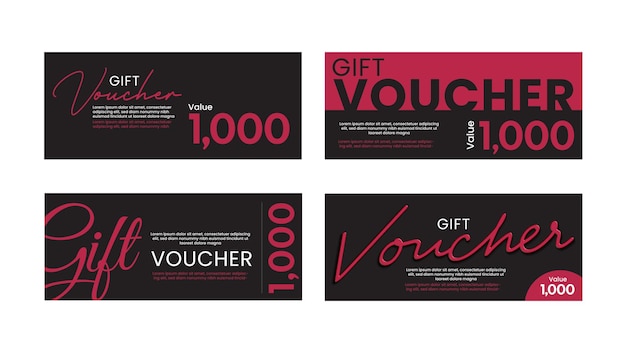 Vetor voucher presente preto e magenta