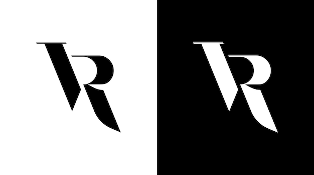 Vetor vr logo vector monograma carta inicial ícone preto e branco estilo de ilustração designs templates