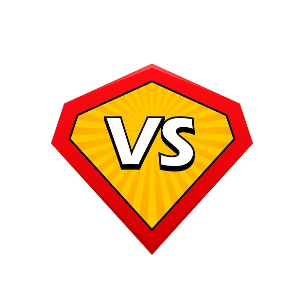 Vs no escudo do super-herói versus logo vs batalha confronto luta competição ilustração vetorial