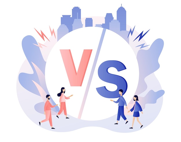 VS sinal de batalha Versus letras Competição entre duas pessoas ou produtos Desenhos animados planos modernos