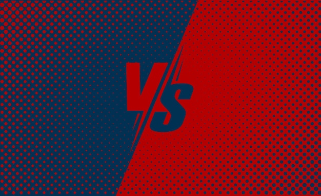 Vs versus batalha jogo de equipe luta desafio de design de tela duelo vermelho azul escuro fundo gráfico