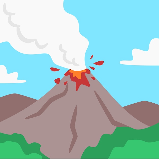 Vetor vulcão em erupção
