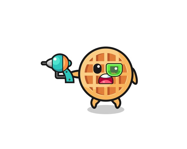 Waffle de círculo fofo segurando um design bonito de arma futura