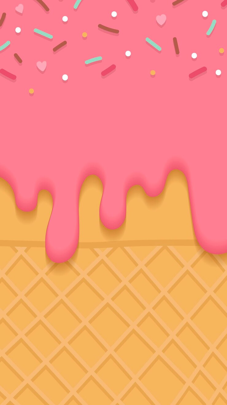 Vetor waffles com papel de parede de celular de sorvete de morango