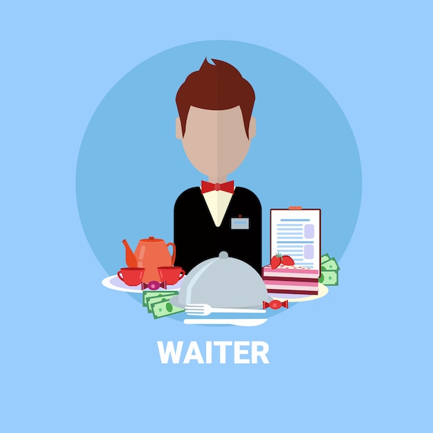 Waiter man icon restaurant avatar de trabalhador de serviço