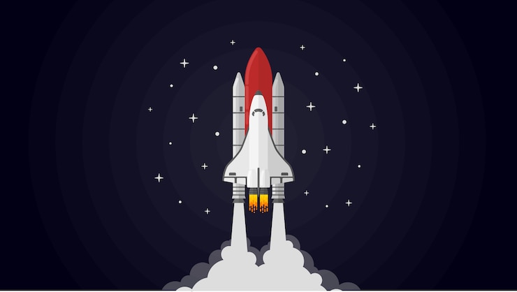Vetor wallpaper de foguete espacial rocket em design plano