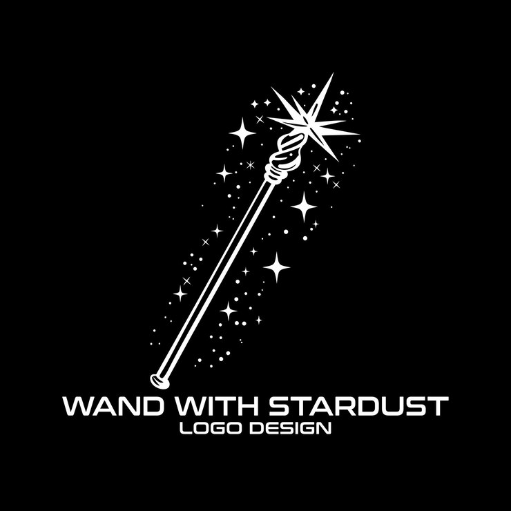 Vetor wand com stardust vector logo design