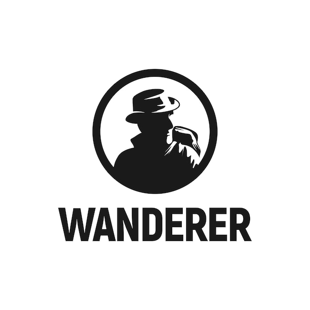 Wanderer silhueta logotipo inspiração retrato viajante desenhado à mão