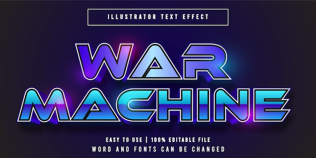 Vetor war machine, título do jogo estilo gráfico efeito de texto editável