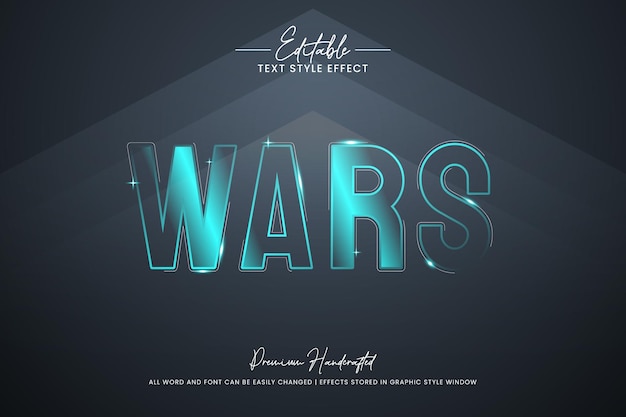 Wars neon 3d text style effect estilo de texto do ilustrador editável