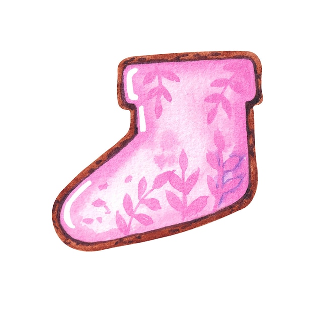 Watercolor Cookies em forma de meia