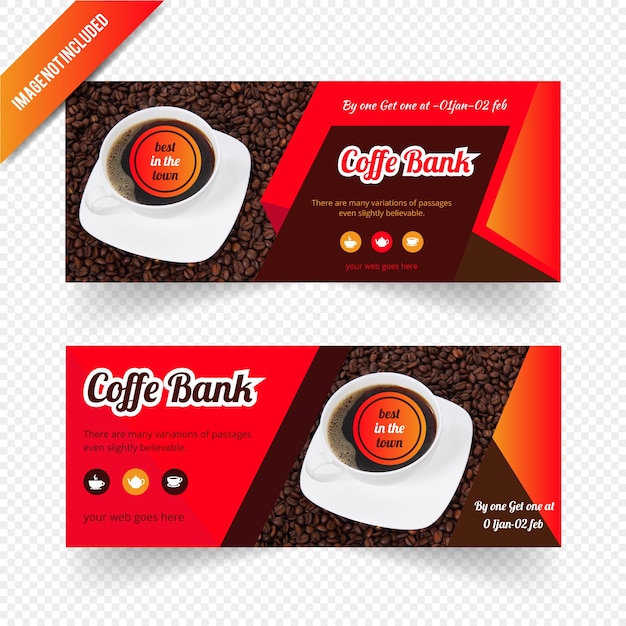 Vetor web banner design para café