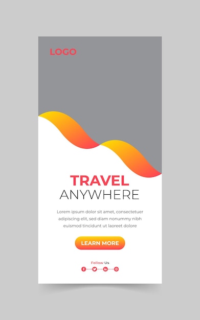 Web banner e página de destino do webtemplate para viajar