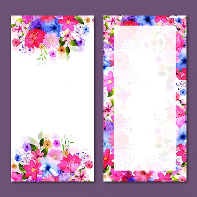 Web banners com flores de aguarela.
