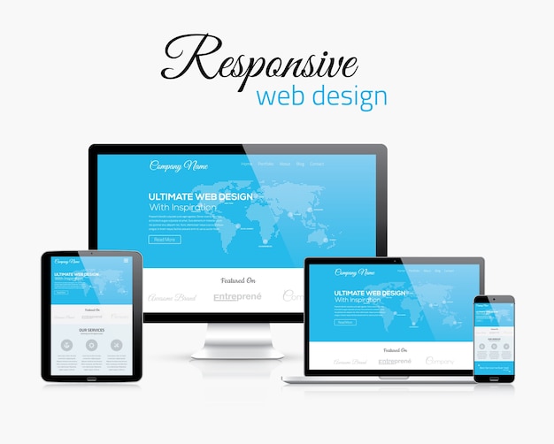 Vetor web design responsivo em imagem de conceito de estilo plano plano moderno