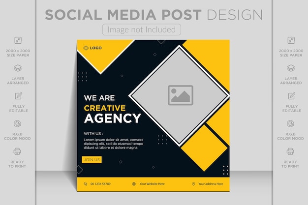 Webinar ao vivo da agência de marketing digital e modelo de banner da web de postagem de mídia social corporativa