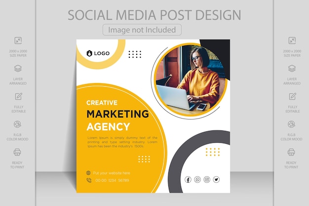 Webinar ao vivo da agência de marketing digital e modelo de banner de postagem de mídia social de negócios corporativos