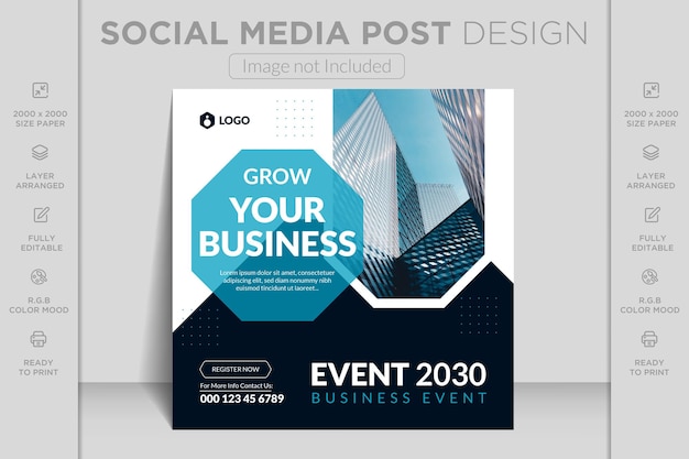 Webinar ao vivo da agência de marketing digital e postagem de banner quadrado de mídia social de negócios corporativos