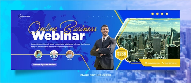 Webinar ao vivo de marketing digital e postagem de mídia social corporativa ou banner de modelo