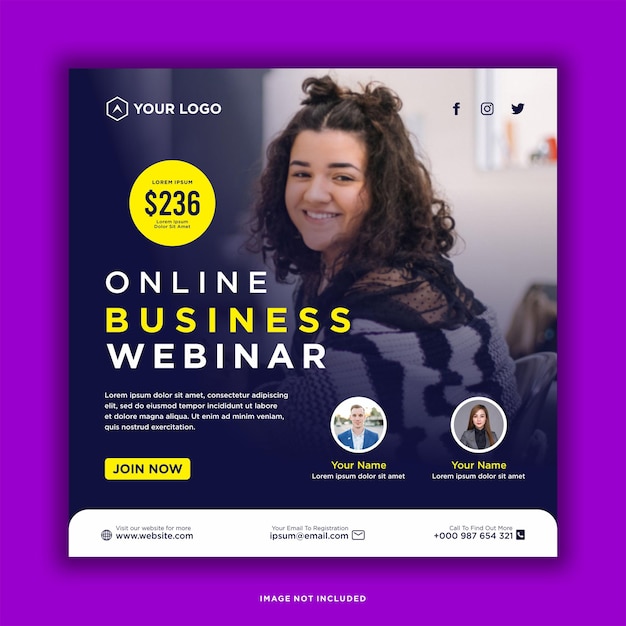 Vetor webinar ao vivo de marketing digital e postagem de mídia social corporativa ou banner de modelo