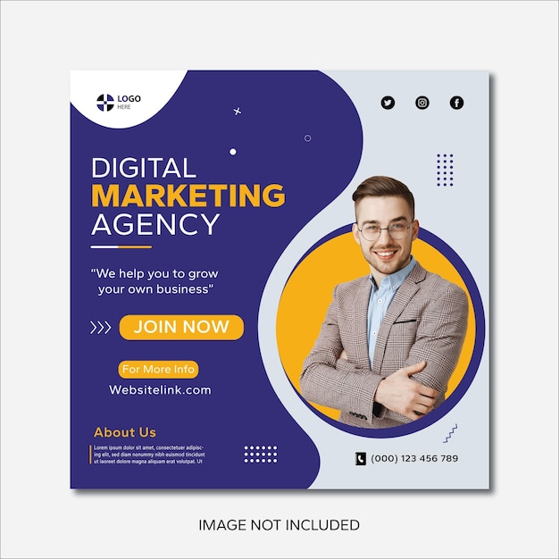 Webinar ao vivo de marketing digital EPS e modelo de postagem de mídia social corporativa