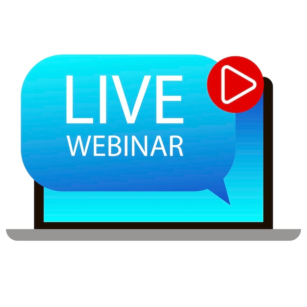 Vetor webinar ao vivo logo webinar gratuito ilustração em vetor de rótulo de transmissão na web